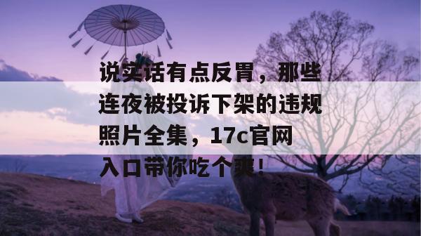 说实话有点反胃,那些连夜被投诉下架的违规照片全集,17c官网入口带你吃个爽!